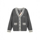 MIU Miu Miujia knitted cardigan women's V-neck long-sleeved jacket autumn and winter new age-reducing college style outer wear trendy gray M