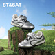 Saturday Children's Shoes Children's Casual Shoes 2026 Spring and Summer New Girls Soft Soled Sports Shoes Boys Leather Versatile Moral Training Shoes Dawn Silver 28 Shoe Inner Length 18.5cm/Suitable for Foot Length 17.7cm