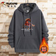 Woodpecker (TUCANO) velvet sweatshirt men's autumn and winter new thickened warm inner hooded tops men's casual men's sweatshirt black/flame horse white velvet M (weight 100-115Jin Jin equals 0.5kg, height 160-170)