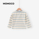 Mami Maka (MOMOCO) children's clothing boys' T-shirt 2026 spring style medium and large children's fashion trend T-shirt white and blue stripes 90