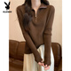 Playboy (PLAYBOY) new spring, autumn and winter stand-up collar long-sleeved bottoming sweater top can be worn outside with a zipper sweater inside with a western style. White, one size fits all, high elasticity, 70-125Jin Jin is equal to 0.5 kg