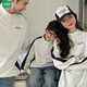 Wooden house parent-child wear American sweatshirt spring and autumn style family of three high-end casual wear stand-up collar stitching polo shirt family wear loose version American polo sweatshirt 165 S size