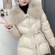Hengyuanxiang big fur collar white duck down jacket for women winter 2026 new style huge good-looking little ones thickening slimming age reduction off-white M recommended 105-120Jin Jin is equal to 0.5 kg