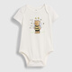 Gap Gap infant and toddler 2026 spring new pure cotton children's fun printed short-sleeved jumpsuit children's clothing US version 883272 white 80cm /48 Asian code 9-18 months / US code 12-18 months