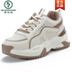 Woodpecker genuine leather dad shoes for women 2026 new spring all-match casual sports shoes soft sole breathable mesh women's shoes khaki (plus velvet) 38