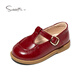 Snuffy girls leather shoes spring little girl campus shoes children's fashionable princess shoes baby toddler shoes burgundy 27