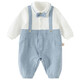 DAVE&BELLA Newborn Romper Suit for Boys Fake Two-Piece One-piece 2026 Spring New Baby Harness Children's Coverall Flower Blue Ready Stock 73cm (Recommended Height 66-73cm)