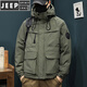 JEEP SPIRIT90 Куртка на утином пуху Мужская зимняя рабочая куртка Куртка с капюшоном Новая теплая утепленная одежда Trend Army Green M 100-125Jin Jin равен 0,5 кг