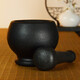ZNMW natural black gold stone mortar stone pounding garlic mortar mashing medicine jar mashing grinding powder retro stone stone pound body stone grinding black gold stone mortar (high foot) outer diameter 16cm