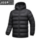 JEEP SPIRIT winter new down jacket for men and women couples hooded thickened white duck down windproof and warm quality down autumn and winter jacket men's black L
