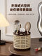 Fantasy makeup brush storage tube-like rattan basket covered antique dressing table cosmetics compartment rotating desktop storage rack black 1 piece