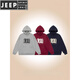 JEEP SPIRIT autumn and winter new letter printed American style versatile couple hooded sweatshirt boys casual autumn loose hoodie jacket red 2XL