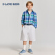 E LAND KIDS 100% cotton pedophile boys' shirt 26 spring new arrival college style retro plaid Blue blue/50 110