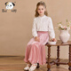 CHANZUIGOU Children's Clothing Girls French Lace Cotton Shirt 2026 Spring New Style Spliced Lantern Sleeve Top