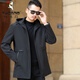 Woodpecker (TUCANO) middle-aged men's mid-length hooded windbreaker, middle-aged and elderly dad's spring and autumn coat, mature and stable casual jacket for men, black <long version> hooded M 170