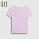 Gap Gap girls 2026 spring new pure cotton cute embroidered short-sleeved T-shirt children's tops US version 886663 Lilac 110/60 (4-5 years old)