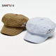 Sanfu (SANFU) Snoopy plaid octagonal hat, retro literary and artistic face-showing small fashion clothing accessories hat 520203 blue one size