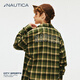 NAUTICA children's clothing boys and girls spring and autumn children's plaid shirts big children's jacket brown 140