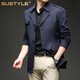 SUSTYLE国际奢侈品牌2025春秋冬季新款风衣青年男士纯色翻领外套 春秋黑色 薄款 8XL (可穿245-265斤)