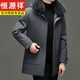 Hengyuanxiang Fox Fur Collar Middle-aged and Elderly Men's Down Jacket Thickened Mid-Length Pagoda Jacket Removable Goose Down Liner Black 5XL 200