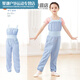 Sweaty clothing for female dancers, children's body pants overalls, warm-up pants, practice pants, ballet jumpsuit, foggy blue without pink short-sleeved bottoming, 120 110, size 130, height-120CM
