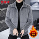 Hengyuanxiang slim lapel plus velvet thickened youth short woolen coat winter men's Korean style trendy woolen jacket gray M