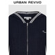 UR2026 Spring New Women's Urban Contrast Color Stripe Embroidery Hooded Knitted Cardigan UYU960044 Navy Blue XS