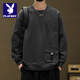Playboy (PLAYBOY) design stitching sweatshirt for men 2026 new spring and autumn American trendy brand long-sleeved top casual spring bottoming shirt white M