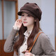 OIMG octagonal hat women's autumn and winter versatile face-showing small hat women's 2025 new beret retro British style cloud hat brown one size