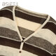 BSIEEBSiEE 2026 spring new long-sleeved neutral style design contrasting wide striped V-neck cardigan sweater pinecone brown nutshell M
