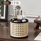 Fantasy makeup brush storage tube-like rattan basket covered antique dressing table cosmetics compartment rotating desktop storage rack black 1 piece