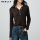 NEELLY shopping mall's same style spring new fashion slim slim sweater women's casual commuting top brown M