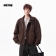 OEMG Harrington deconstructed design cotton jacket men's winter high-end thickened warm wool top jacket brown high quality XL recommended 110-130Jin Jin equals 0.5 kg