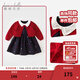DAVE&BELLA children's clothing New Year's model children's skirt girls' dress fake two-piece baby princess dress autumn and winter infant clothes red-N 90 cm (recommended height 80-90cm)