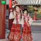 Wooden wooden house original winter style parent-child clear-cut cloud shoulder red festive New Year's Hanfu for women with velvet and thickened heavy embroidery style red single-piece jacket for welcoming wealth 120