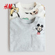 H&M 2026 new spring children's clothing baby boy 2-pack printed T-shirt 1315882 cream/Mickey Mouse 110 110/56 (3-4Y)