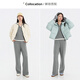 Fragments (dribs&drabs) suit women's new winter hooded casual fake two-piece sweatshirt elastic high waist sports straight pants gray S