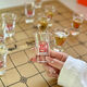 Chess wine glass set gift box Chinese chess wine glass set white wine cup home chess board small wine cup game bullet cup chess cup set pink gift box