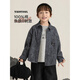 Young boy's bear doll lapel shirt, spring childlike, cute, skin-friendly, breathable, fashionable and versatile casual top, dark gray 100 cm
