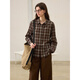 CHALAMON red coffee plaid high-end long-sleeved shirt for women in spring and autumn versatile loose plaid shirt red coffee plaid S