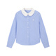 ELLE KIDS children's clothing lotus collar long-sleeved shirt girls spring new French college plaid embroidered top blue and white plaid 160 (S)