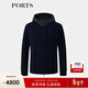 PORTS Men's 2026 Spring and Summer New Arrival Woven Hooded Splicing Knitted Cardigan Night Sky Blue Blue Purple M