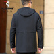 Woodpecker (TUCANO) middle-aged men's mid-length hooded windbreaker, middle-aged and elderly dad's spring and autumn coat, mature and stable casual jacket for men, black <long version> hooded M 170