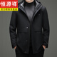 恒源祥男士超厚冲锋衣鹅绒羽绒服中老年爸爸款冬季加厚大码派克服外套 黑色 M 170