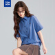 TonLion 2026 Summer Women's Plaid Short-Sleeved Shirt Star Ocean Blue S