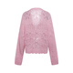 Two or three things are nostalgic for inertia 2026 spring new sweet lace stitching hollow mohair strap knitted cardigan for women light pink S