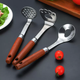 Yusenyi 304 stainless steel potato masher, baby food masher, press artifact, crushing mud spoon, masher (top price Sapele wood handle) 304 meatball extruder silver