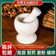 Tuojin imported quality jade garlic mortar from Japan, natural stone garlic press, stone mortar, garlic grinder, household pounder, 11 cm diameter, calm black, tank + stone hammer + lid