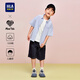 Heilan House (HLA) short-sleeved shirt children's clothing 26 new style Yi Xin is pure cotton shirt boys summer light blue stripes 02 130 /64