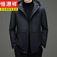 恒源祥男士超厚冲锋衣鹅绒羽绒服中老年爸爸款冬季加厚大码派克服外套 黑色 M 170